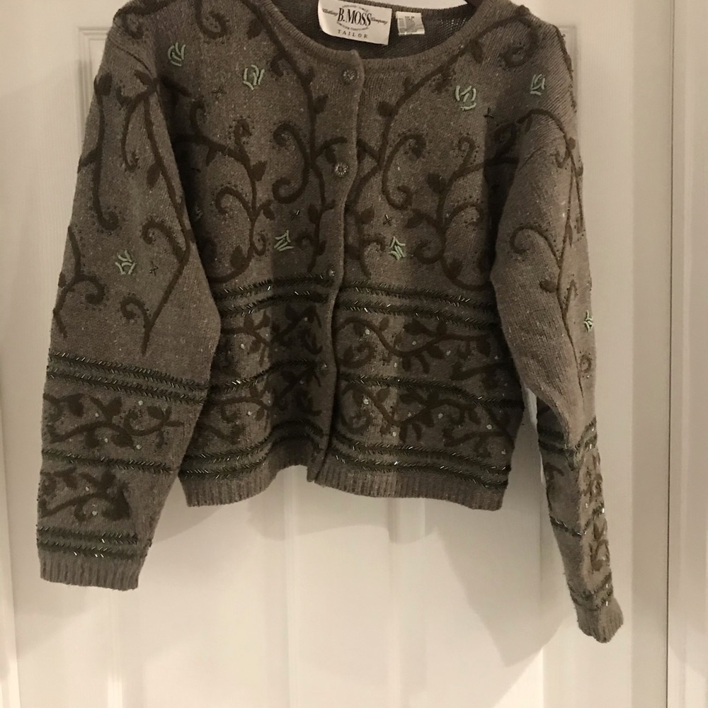 B. Moss cropped beaded sweater